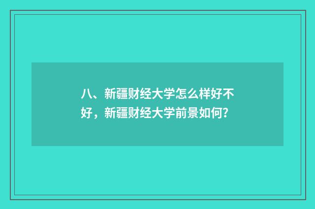 八、新疆财经大学怎么样好不好，新疆财经大学前景如何？