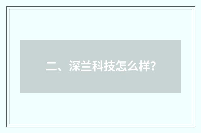 二、深兰科技怎么样？