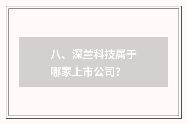 八、深兰科技属于哪家上市公司？