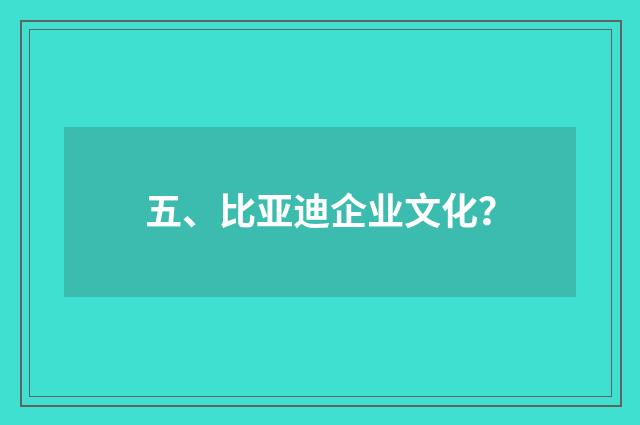 五、比亚迪企业文化？
