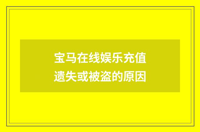 宝马在线娱乐充值遗失或被盗的原因
