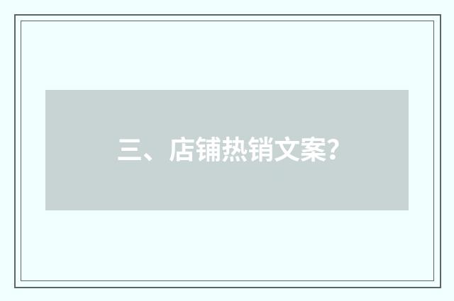 三、店铺热销文案?