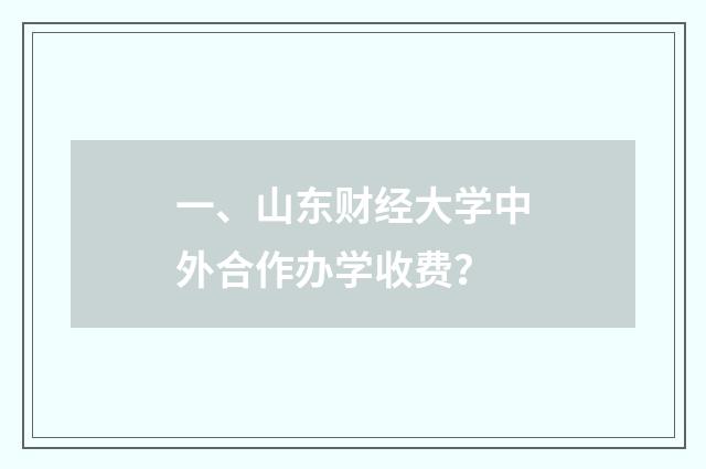 一、山东财经大学中外合作办学收费？
