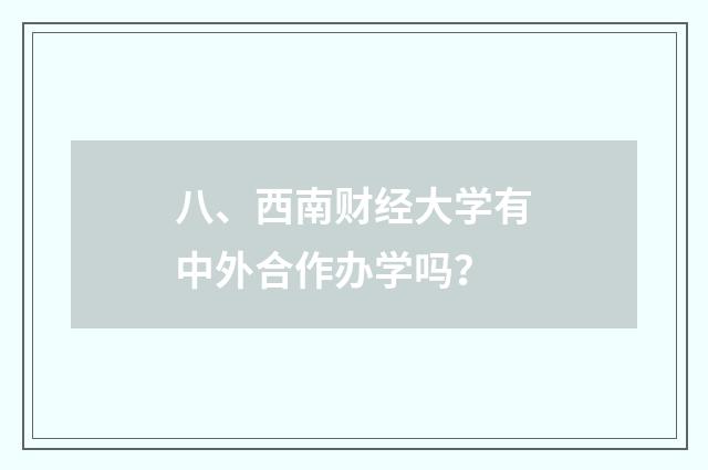 八、西南财经大学有中外合作办学吗？