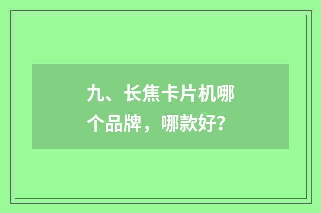 九、长焦卡片机哪个品牌，哪款好？
