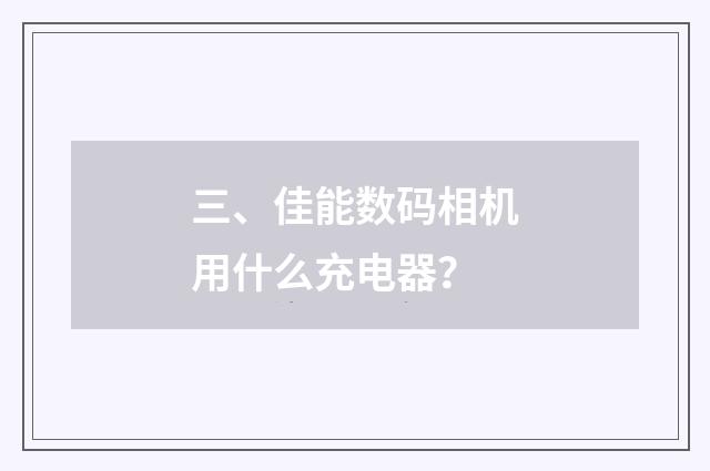 三、佳能数码相机用什么充电器？