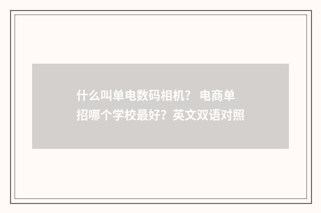 什么叫单电数码相机? 电商单招哪个学校最好?英文双语对照
