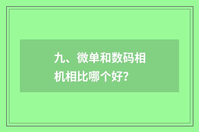 九、微单和数码相机相比哪个好？
