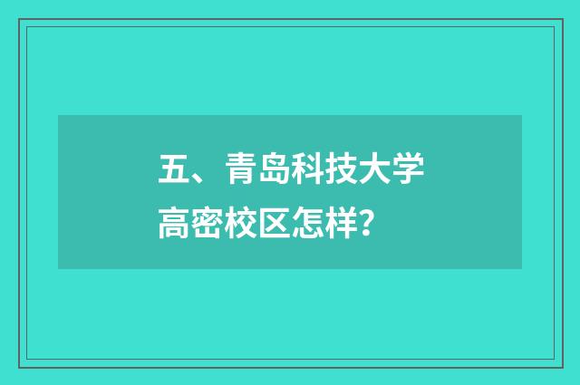 五、青岛科技大学高密校区怎样？