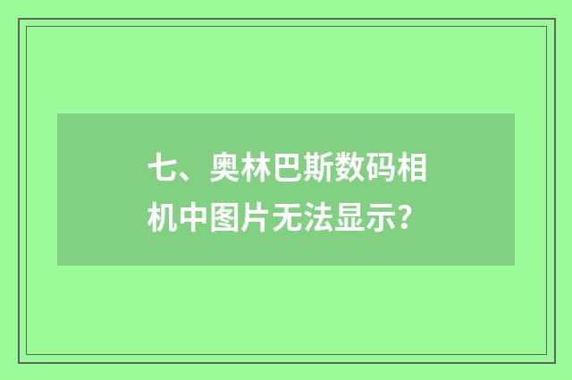 七、奥林巴斯数码相机中图片无法显示?