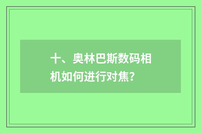 十、奥林巴斯数码相机如何进行对焦？