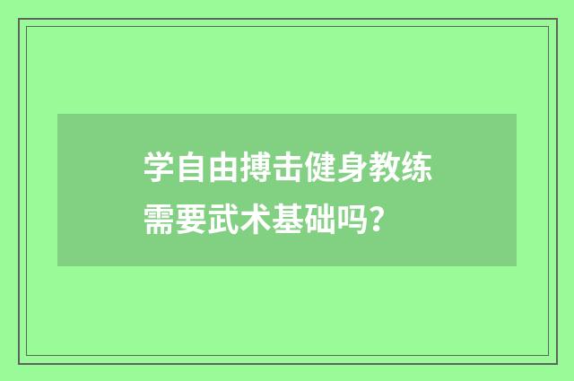学自由搏击健身教练需要武术基础吗?