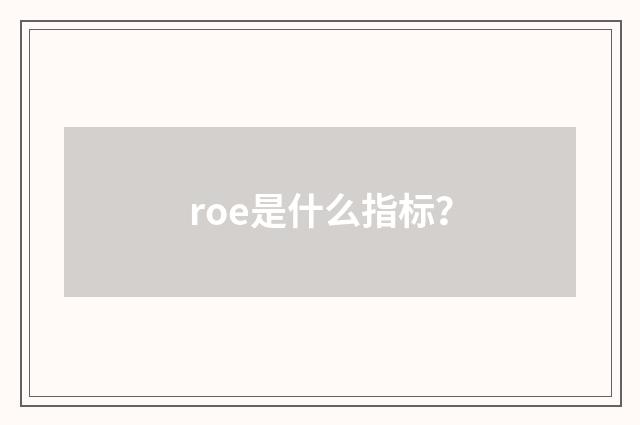 roe是什么指标？