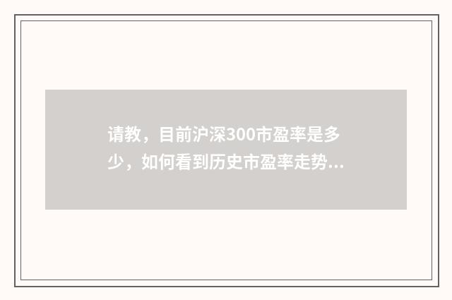 请教，目前沪深300市盈率是多少，如何看到历史市盈率走势？