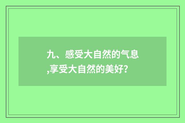 九、感受大自然的气息,享受大自然的美好？