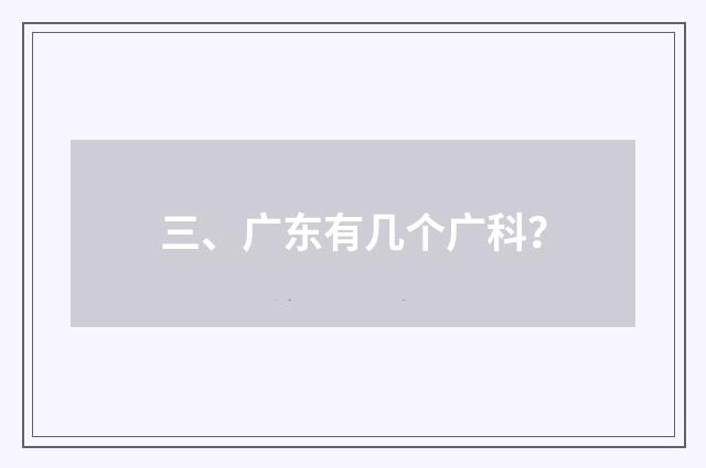 三、广东有几个广科?