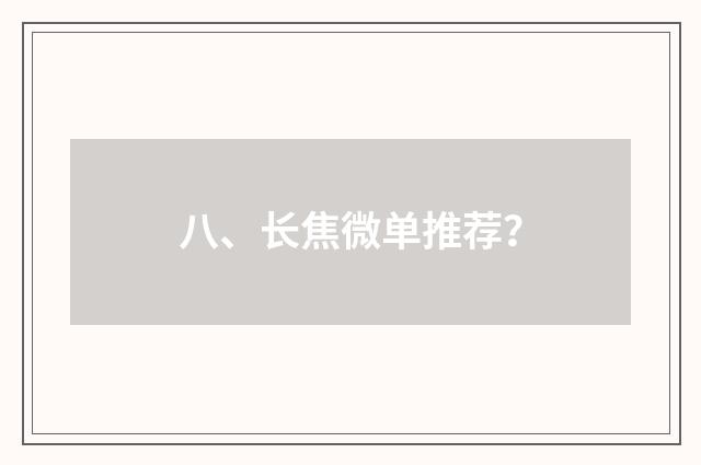 八、长焦微单推荐?