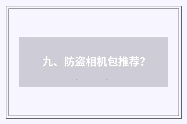 九、防盗相机包推荐？