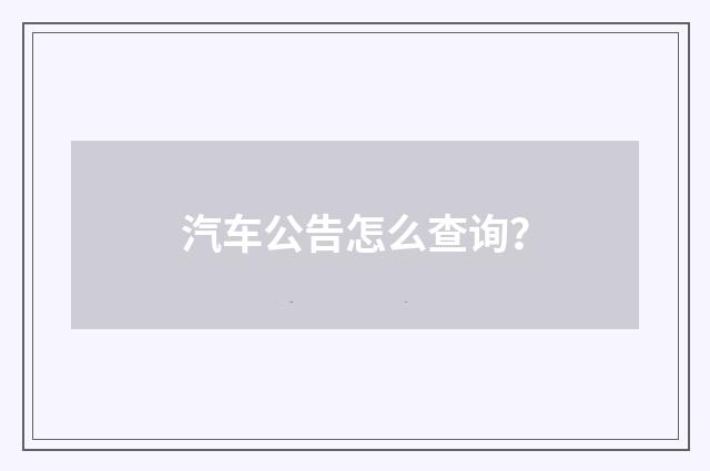 汽车公告怎么查询?