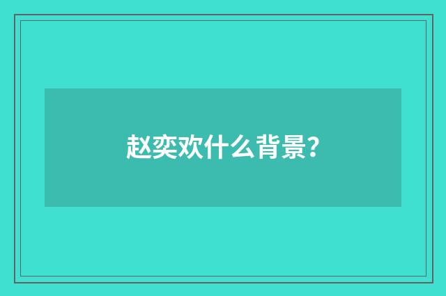 赵奕欢什么背景？