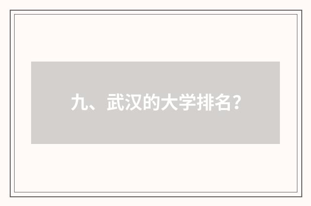 九、武汉的大学排名？