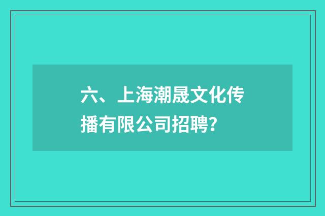 六、上海潮晟文化传播有限公司招聘?
