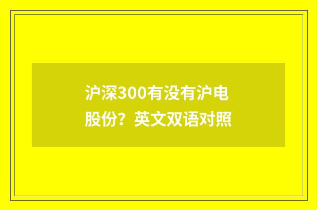沪深300有没有沪电股份?英文双语对照