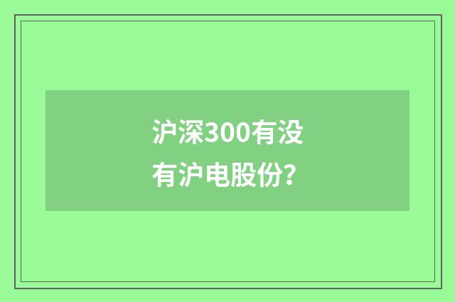 沪深300有没有沪电股份？