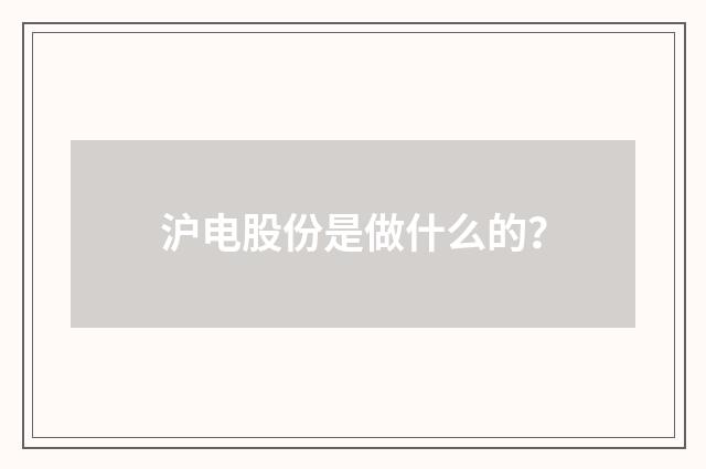 沪电股份是做什么的？