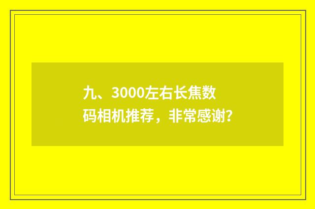 九、3000左右长焦数码相机推荐，非常感谢？