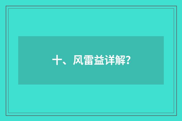 十、风雷益详解？