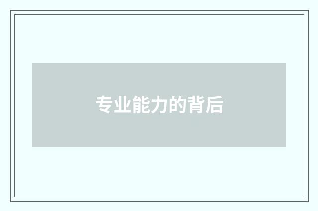 专业能力的背后