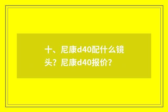 十、尼康d40配什么镜头?尼康d40报价?