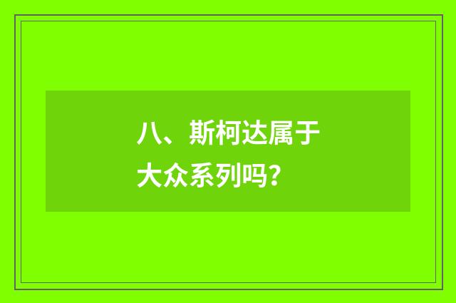 八、斯柯达属于大众系列吗?