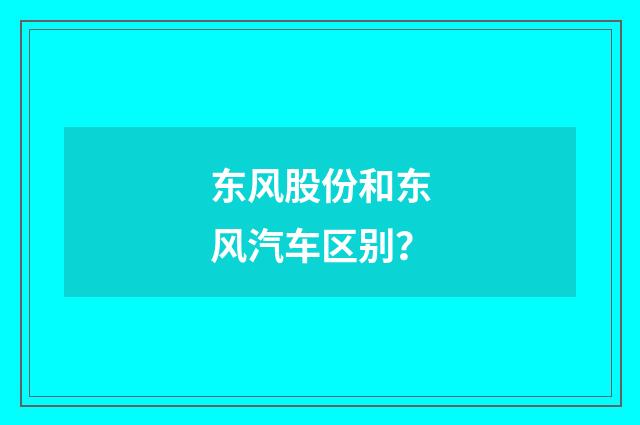 东风股份和东风汽车区别？