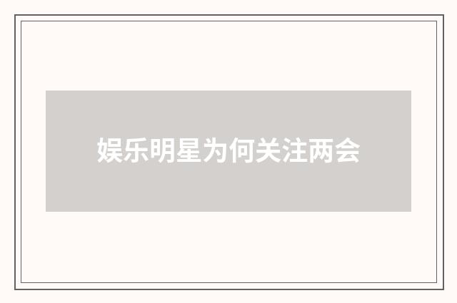 娱乐明星为何关注两会