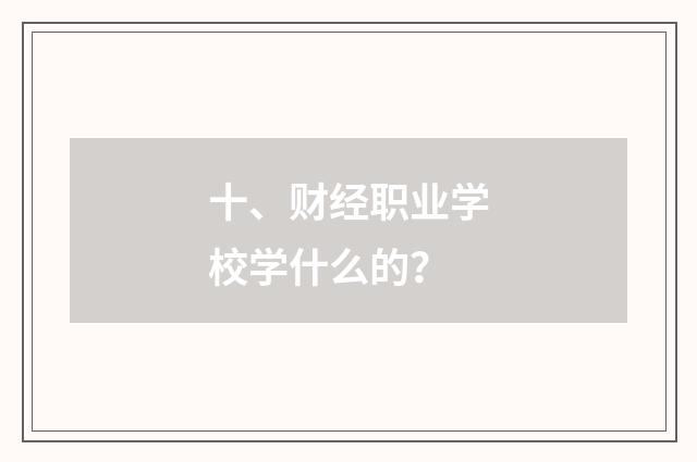 十、财经职业学校学什么的?