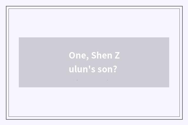 One, Shen Zulun's son?
