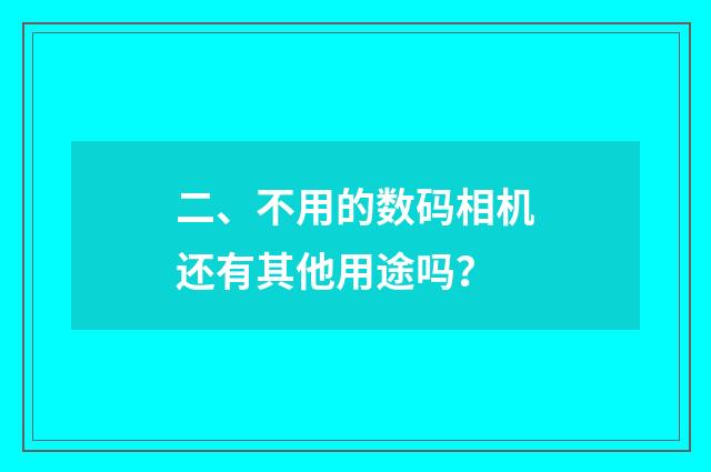 二、不用的数码相机还有其他用途吗?