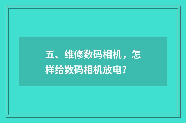 五、维修数码相机，怎样给数码相机放电？