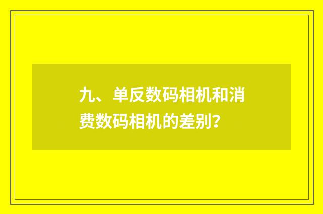 九、单反数码相机和消费数码相机的差别？