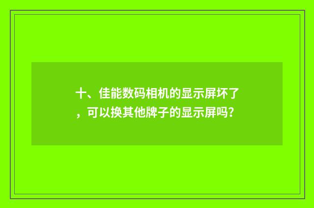 十、佳能数码相机的显示屏坏了,可以换其他牌子的显示屏吗?