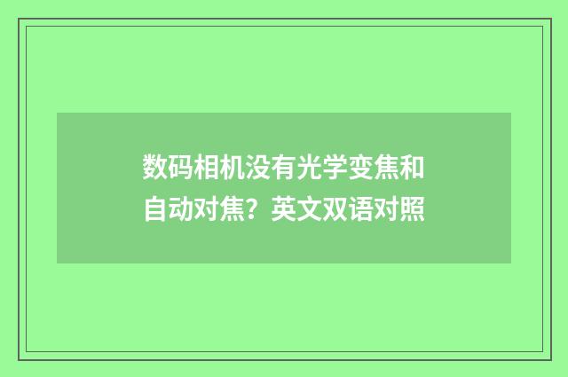 数码相机没有光学变焦和自动对焦？英文双语对照