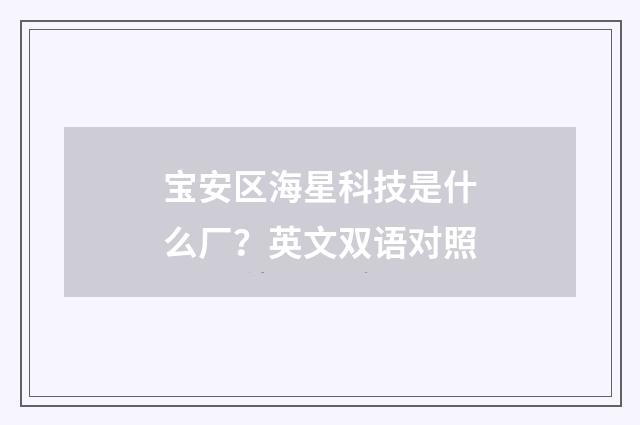 宝安区海星科技是什么厂？英文双语对照