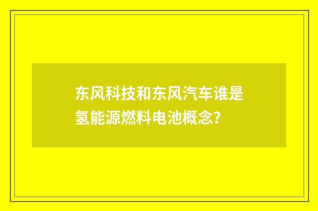 东风科技和东风汽车谁是氢能源燃料电池概念？