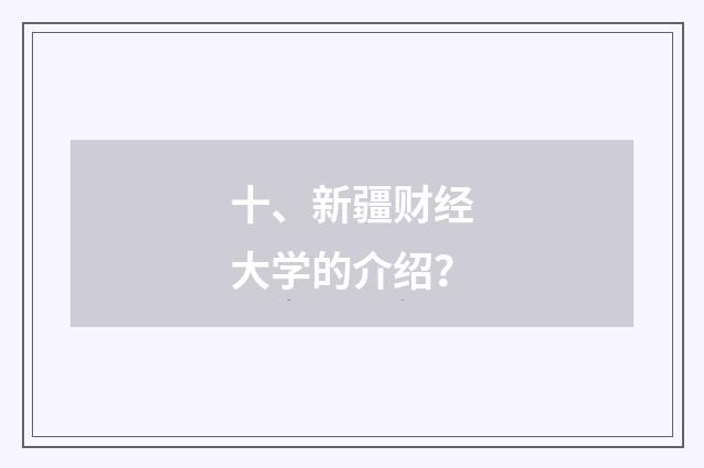 十、新疆财经大学的介绍？
