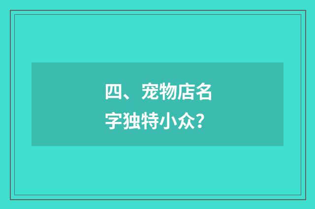 四、宠物店名字独特小众？