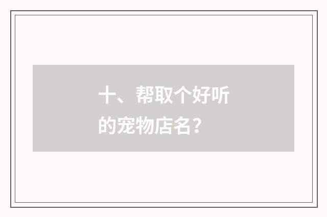 十、帮取个好听的宠物店名？