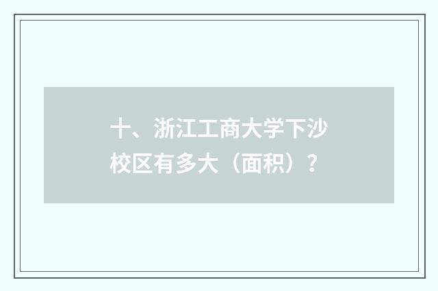 十、浙江工商大学下沙校区有多大（面积）？