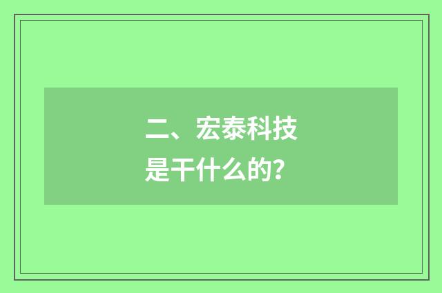 二、宏泰科技是干什么的？